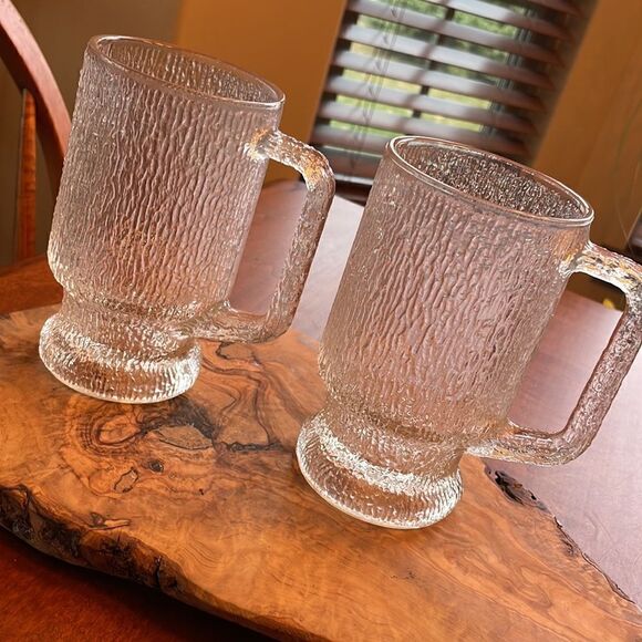 Indiana Glass Tree Bark Pedestal Mugs - Picture 5 of 5